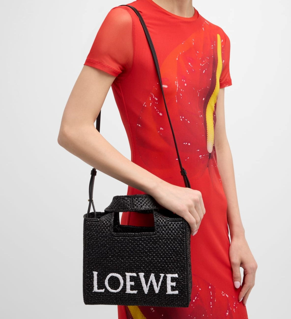 Loewe Borsa Tote Small Font in Rafia
