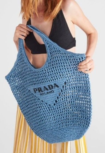 PR Borsa Tote in Rafia - Blu
