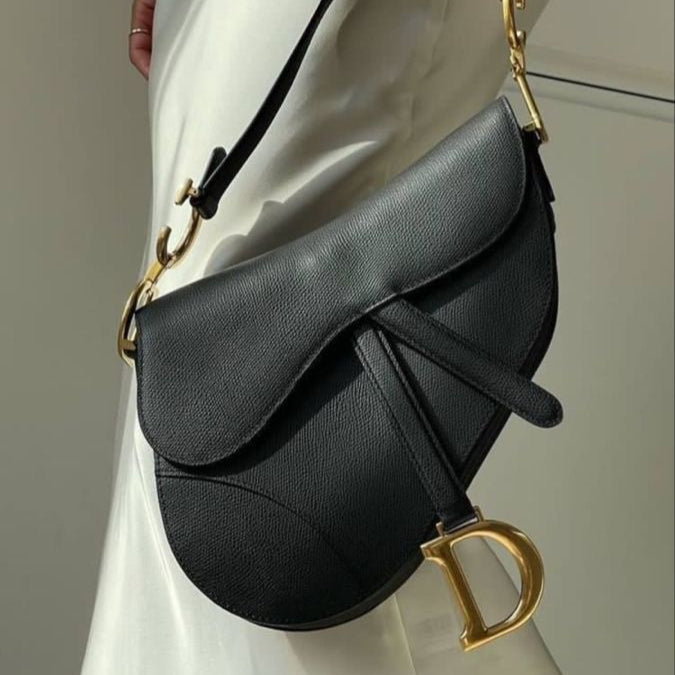 Borsa Saddle Dior – Pelle di vitello grained nera