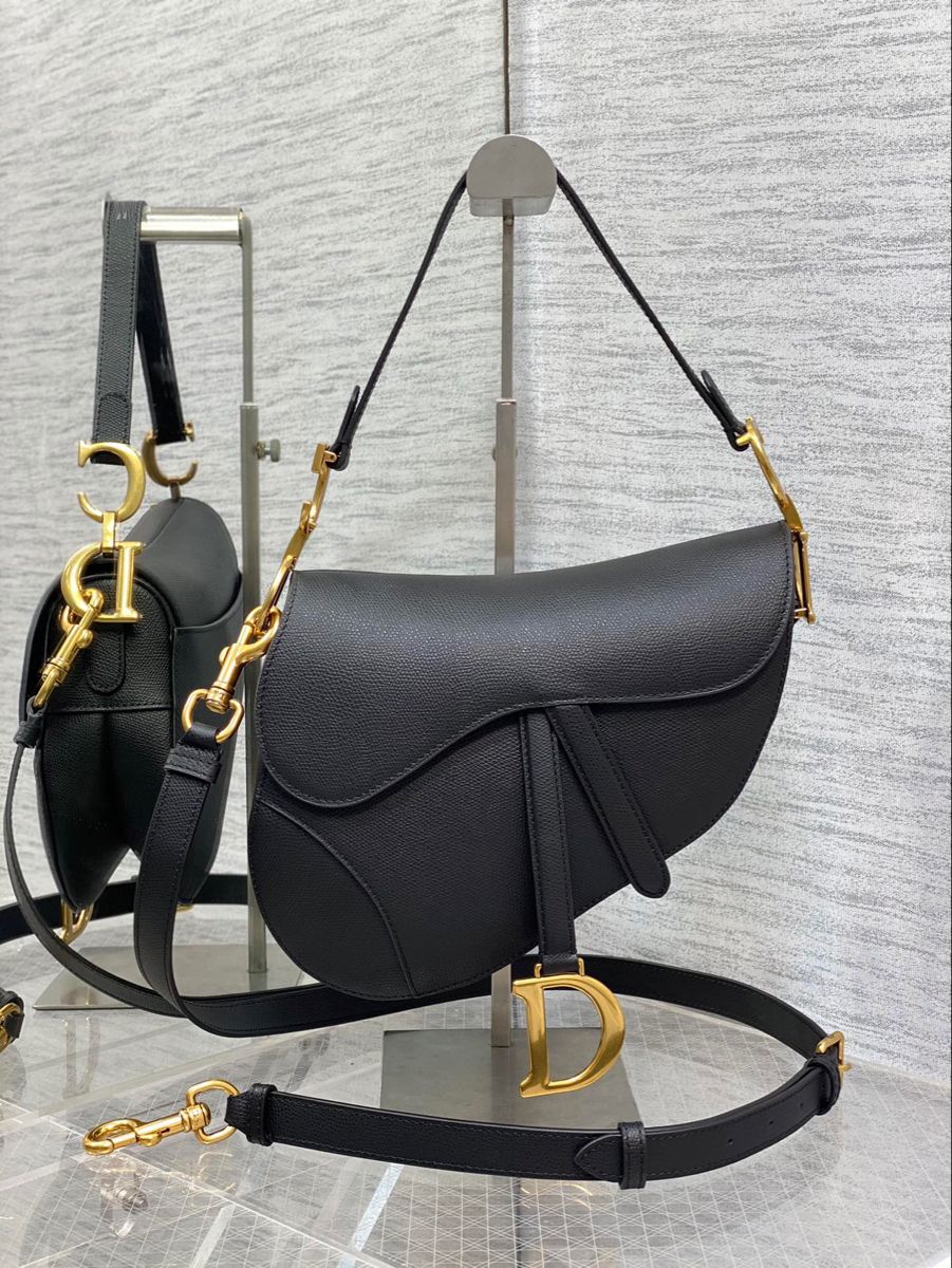 Borsa Saddle Dior – Pelle di vitello grained nera