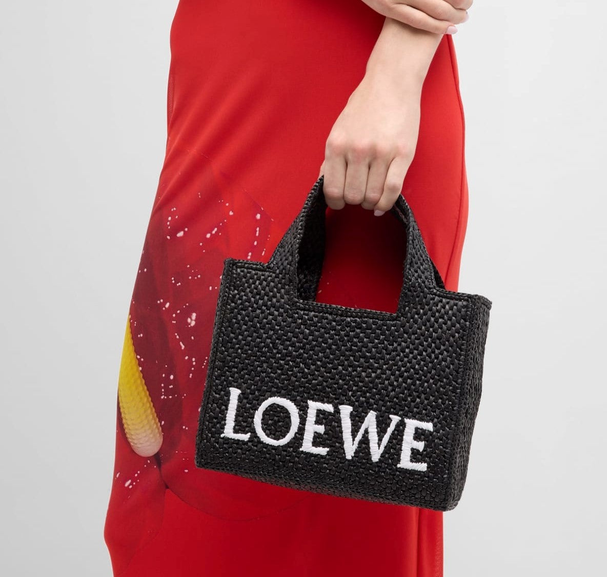 Loewe Borsa Tote Small Font in Rafia