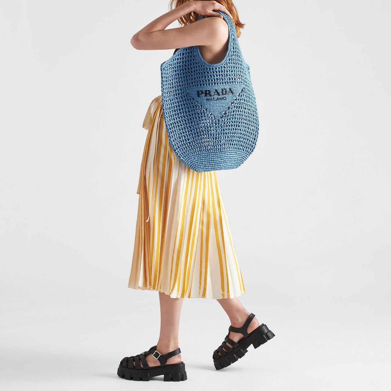 PR Borsa Tote in Rafia - Blu