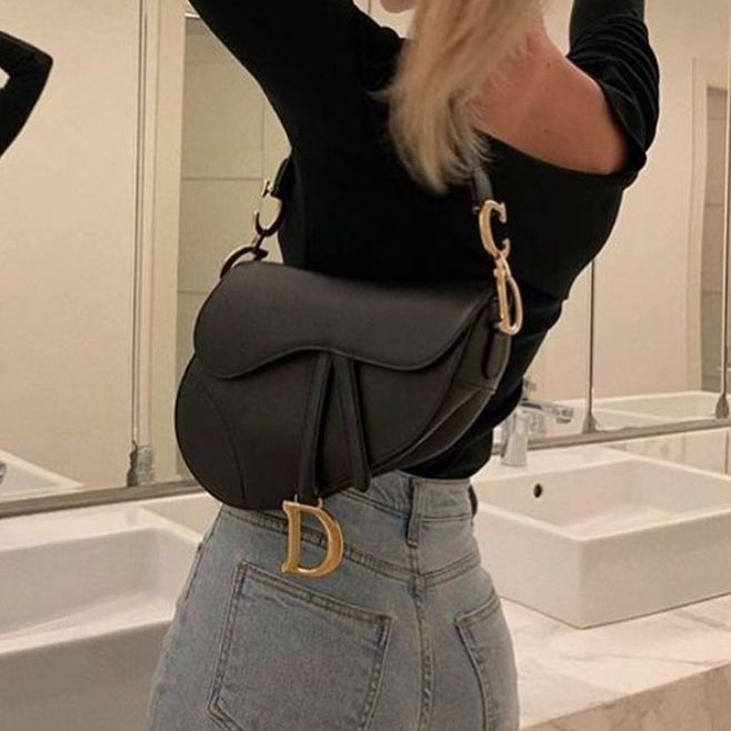Borsa Saddle Dior – Pelle di vitello grained nera