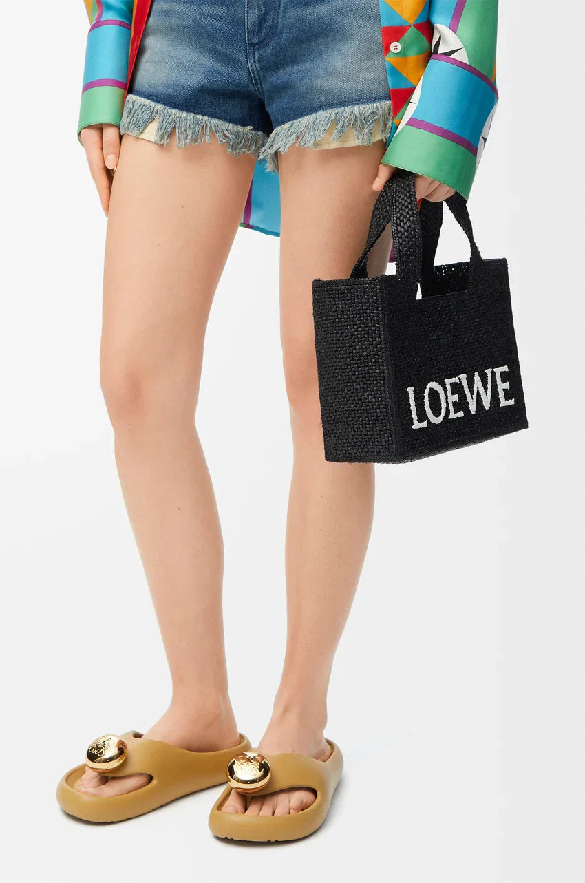 Loewe Borsa Tote Small Font in Rafia