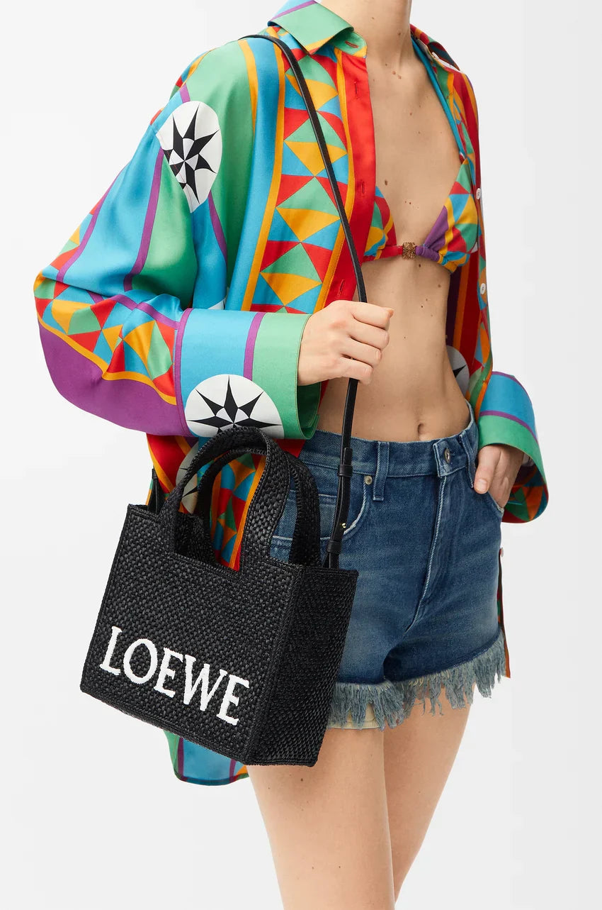 Loewe Borsa Tote Small Font in Rafia