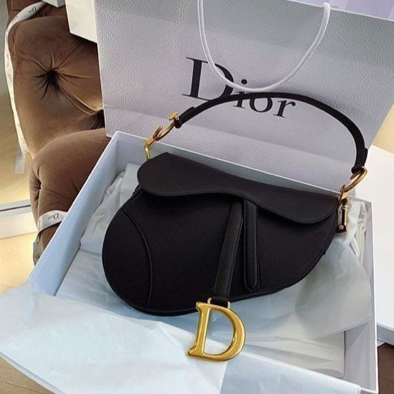 Borsa Saddle Dior – Pelle di vitello grained nera