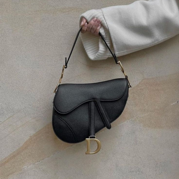 Borsa Saddle Dior – Pelle di vitello grained nera